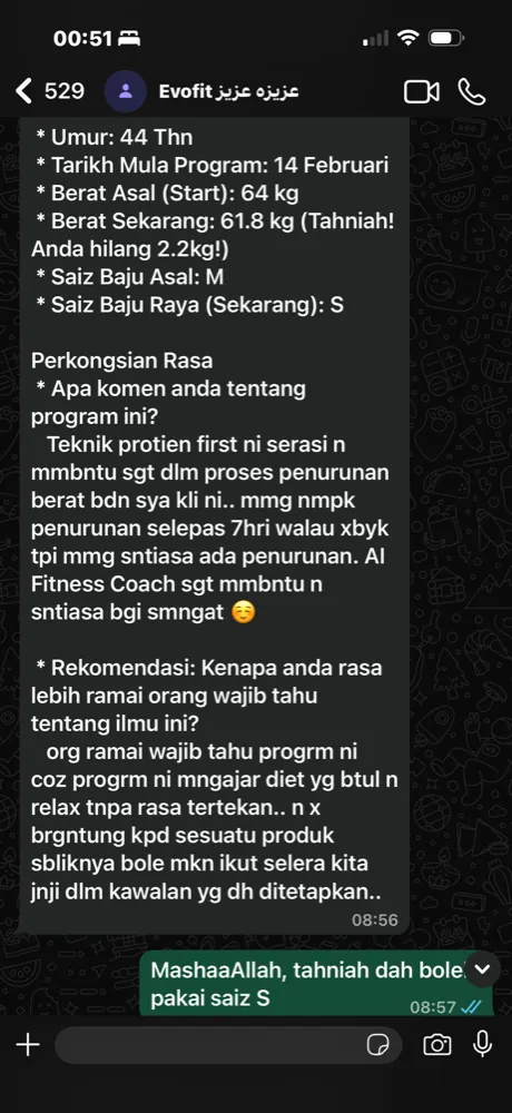 Mesej Peserta EVOFIT 1