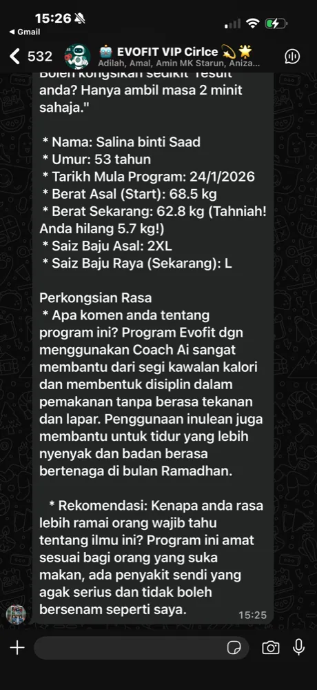 Mesej Peserta EVOFIT 4